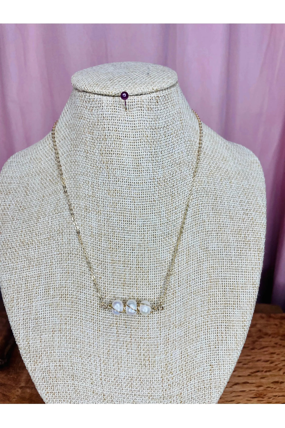 Wire Wrapped Fresh Water Pearl Necklace - Vintage Dragonfly Boutique