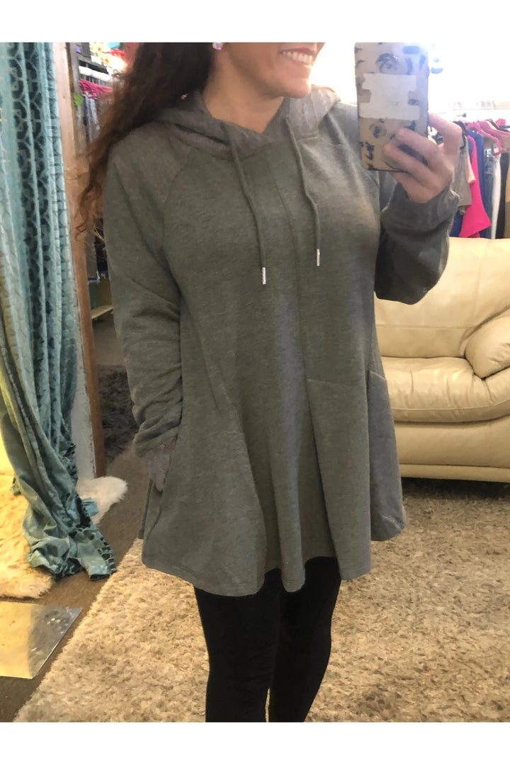 Heather Gray Knit Hoodie - Vintage Dragonfly Boutique