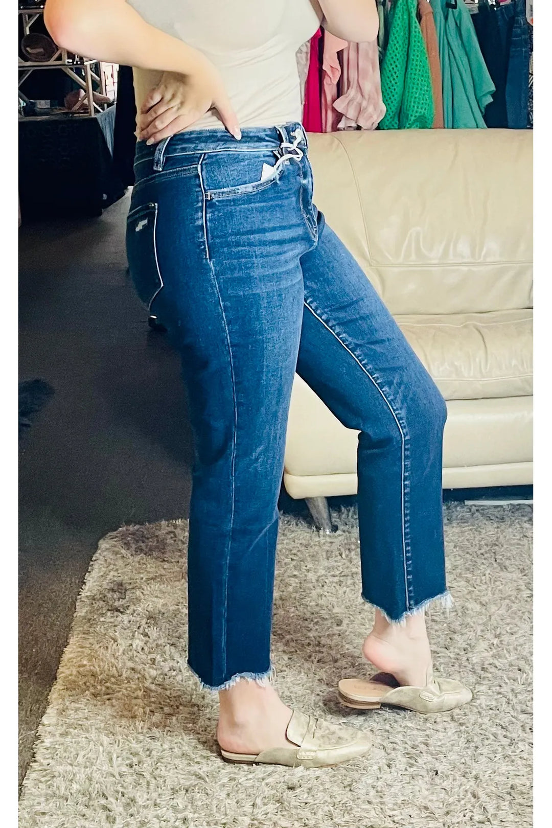 Whitney High Rise Straight Cropped Jeans - Vintage Dragonfly Boutique
