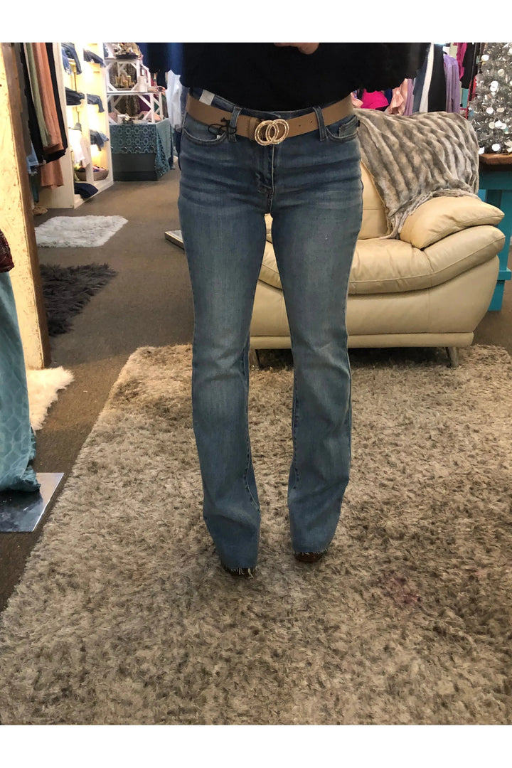 Judy Blue Raw Hem Bootcut Jeans - Vintage Dragonfly Boutique