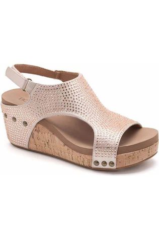 Corky’s Crystal Carley Wedges in Champagne - Vintage Dragonfly Boutique