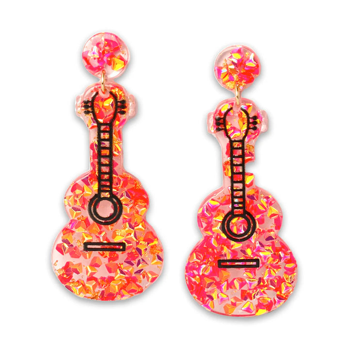 Rock On Glitter Guitar Earrings - Vintage Dragonfly Boutique