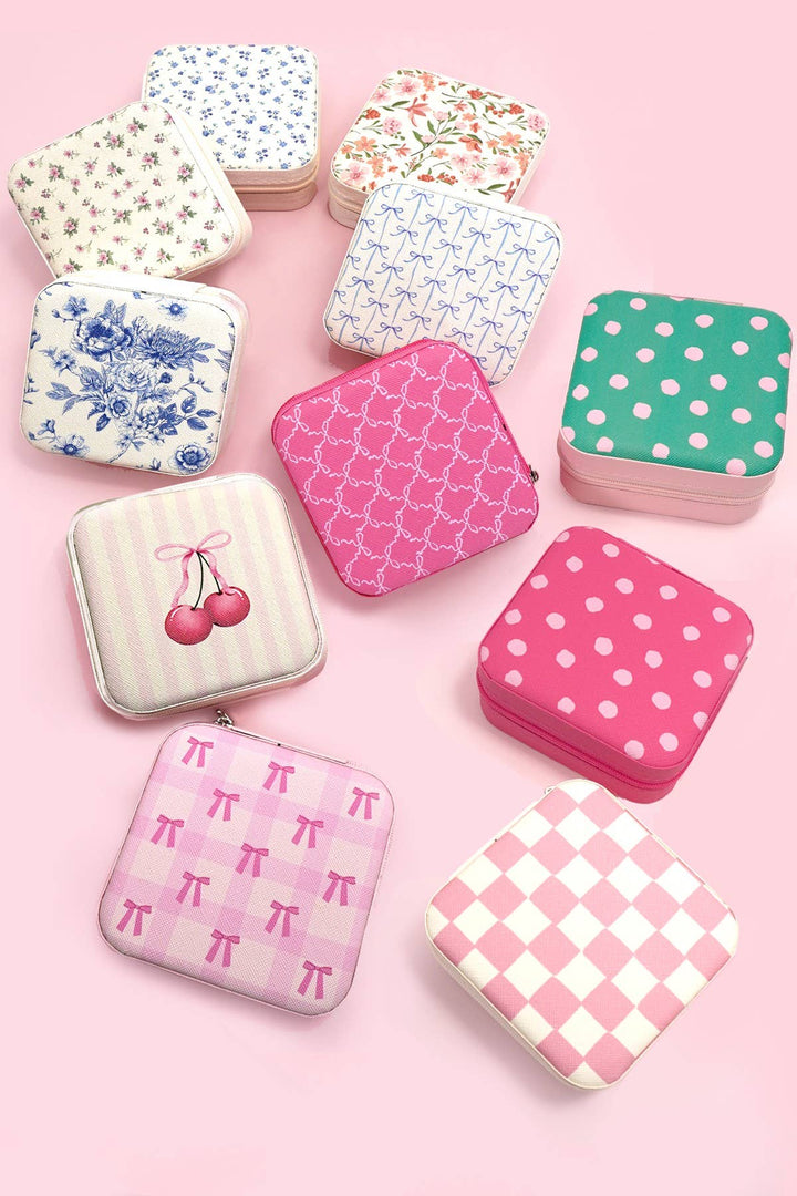 JOSSLYN by wall to wall - DESIGNED JEWELRY ORGANIZER TRAVEL BOX CASE | POLKA DOT PINK