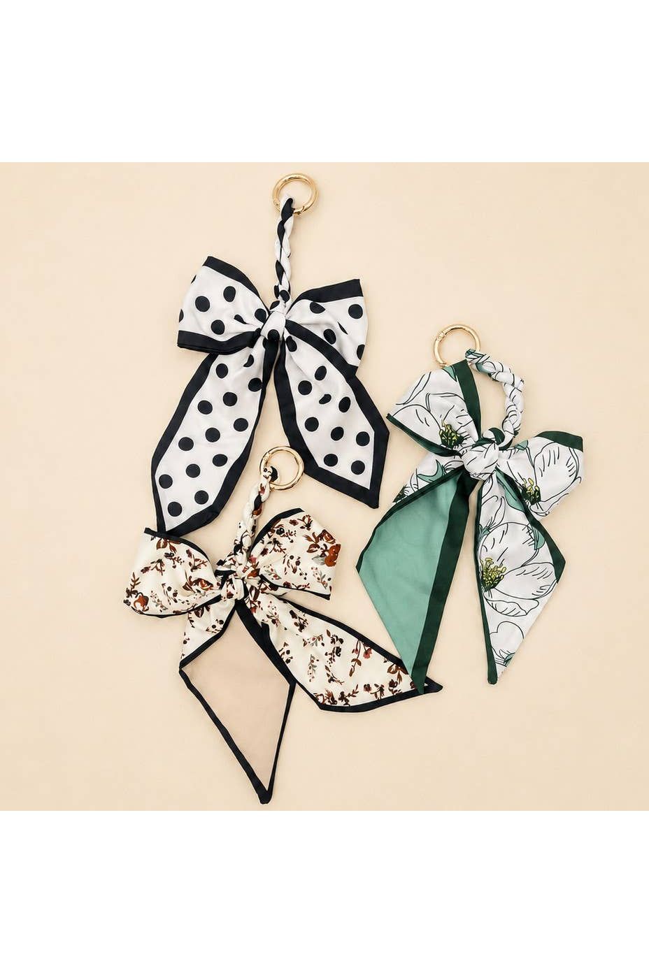 JOSSLYN by wall to wall - SCARF BOW BAG CHARM KEYCHAIN | OFF  WHITE - Vintage Dragonfly Boutique