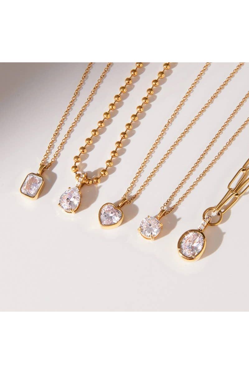 JOSSLYN by wall to wall - 18K STAINLESS STEEL TARNISH FREE SQUARE NECKLACE | Heart