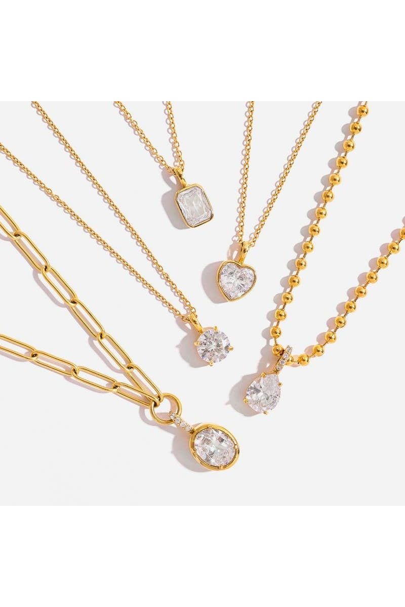 JOSSLYN by wall to wall - 18K STAINLESS STEEL TARNISH FREE SQUARE NECKLACE | Heart