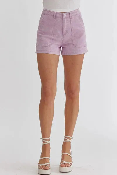 Entro Colored Denim High Waist Shorts - Vintage Dragonfly Boutique