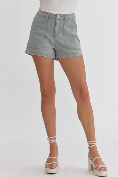 Entro Colored Denim High Waist Shorts - Vintage Dragonfly Boutique