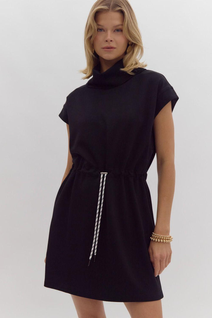 Entro Short Sleeved Cowl Neck Dress - Vintage Dragonfly Boutique
