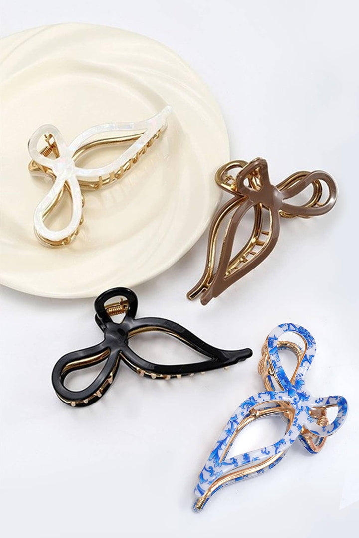 JOSSLYN by wall to wall - JUMBO CELLULOSE CASTING BOW HAIR CLAW CLIPS | Ivory - Vintage Dragonfly Boutique