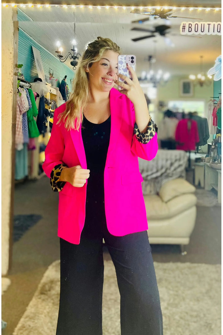 Hot Pink Solid Color Blazer - Vintage Dragonfly