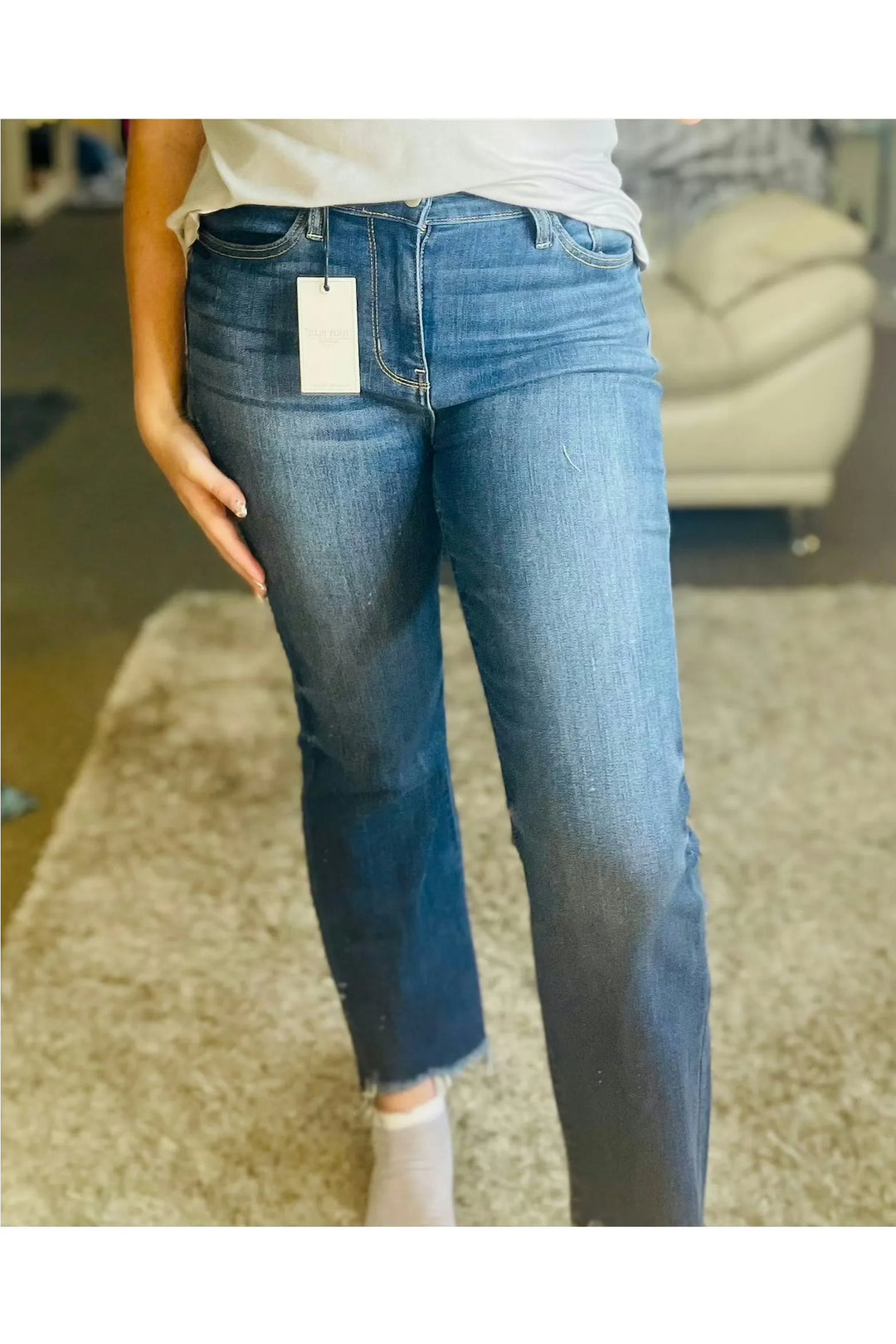 Judy Blue Boot Cut Cropped Jeans - Vintage Dragonfly