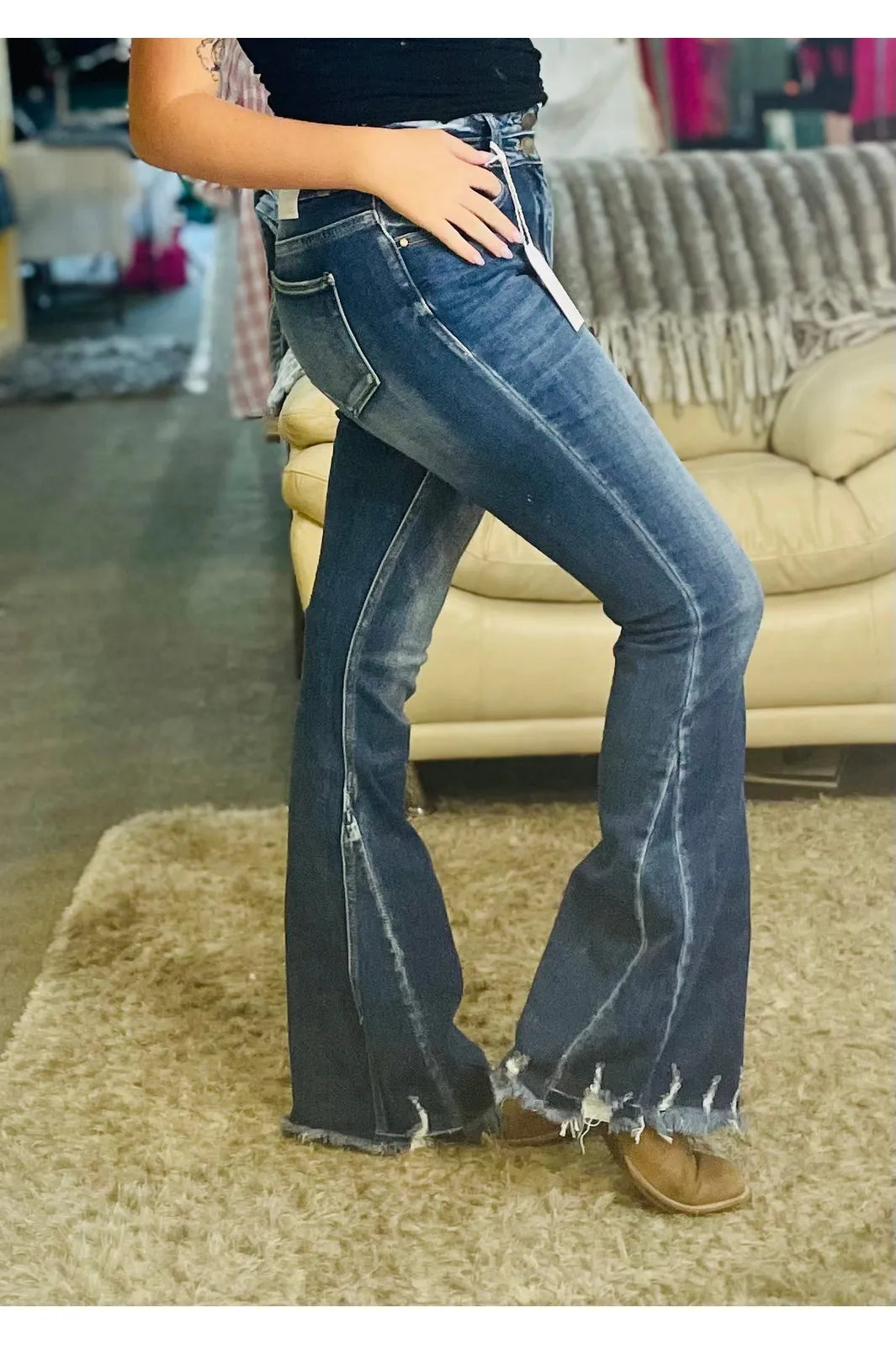 Madeline Double Button Flare Jeans - Vintage Dragonfly