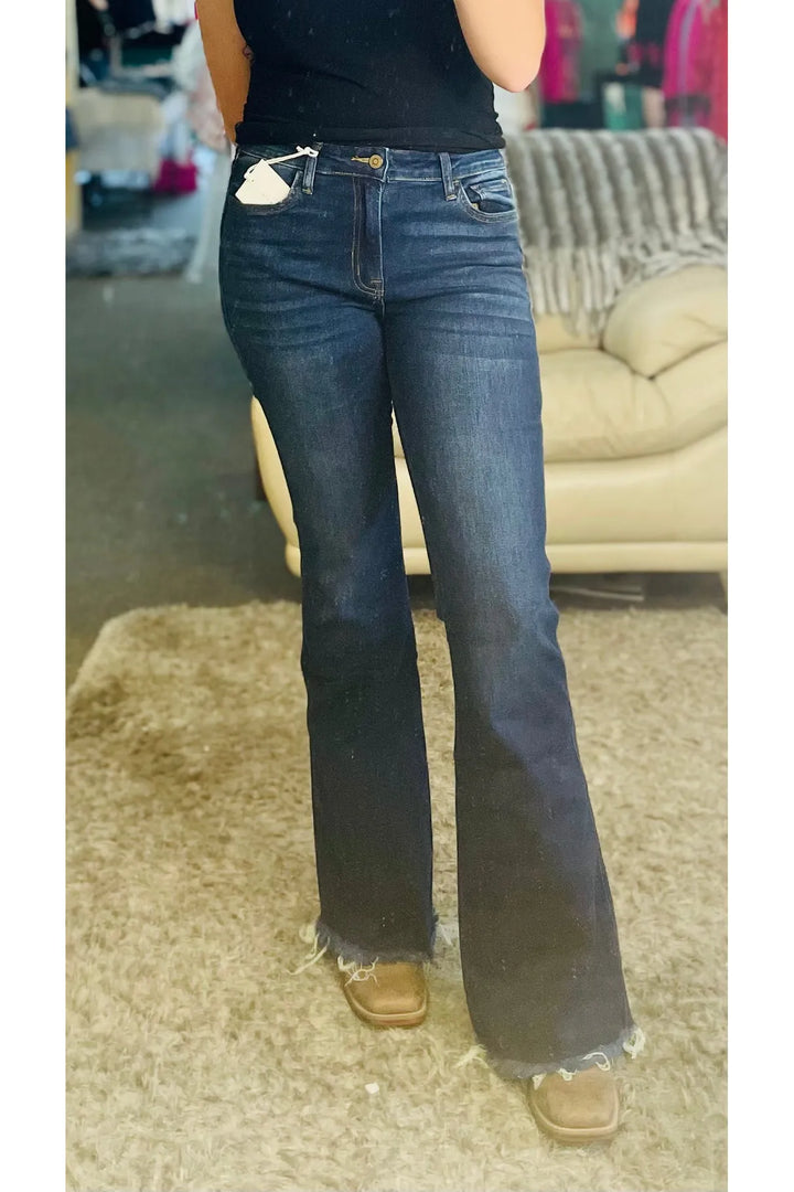 Madeline Double Button Flare Jeans - Vintage Dragonfly