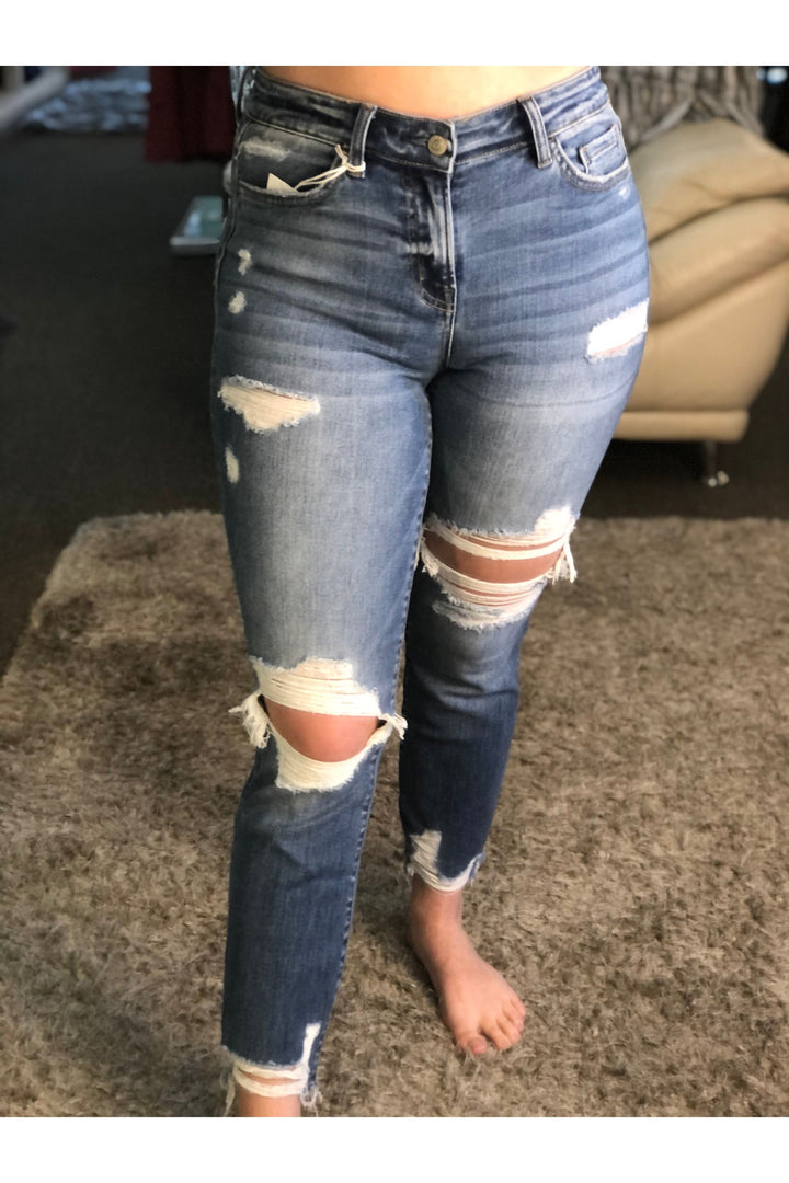 Sleep and Beauty Midrise Straight Cut Jeans - Vintage Dragonfly
