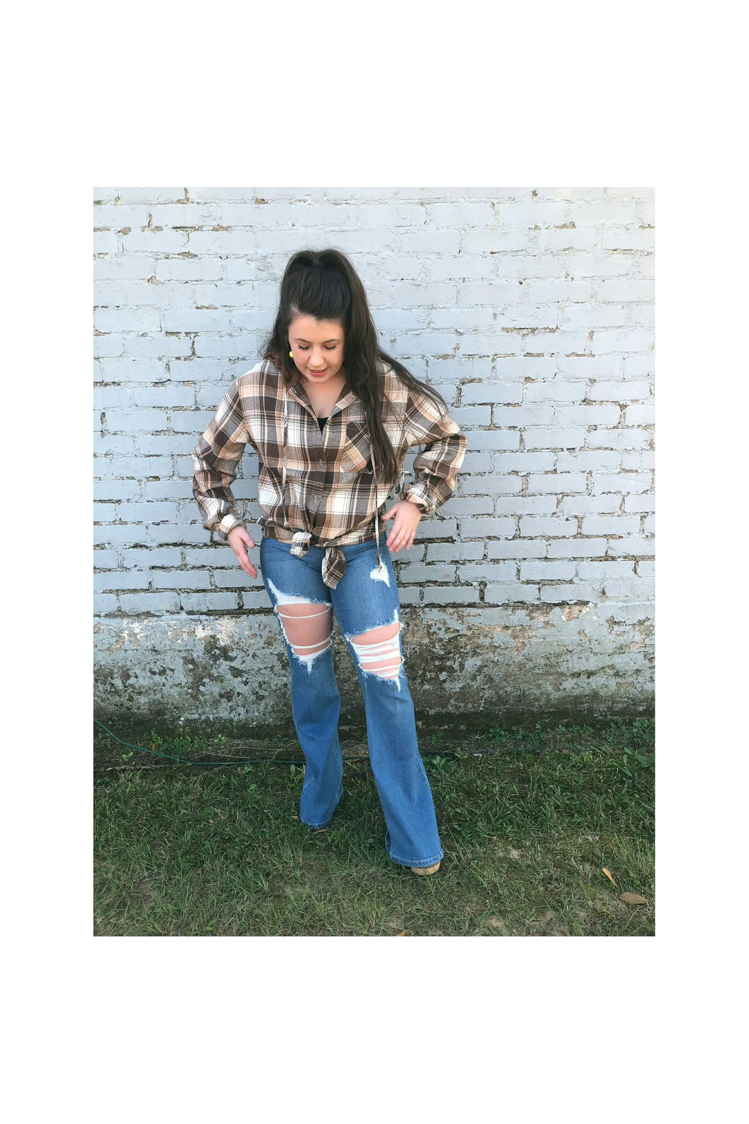 Judy Blue High Rise Distressed Flares-Judy Blue-Vintage Dragonfly-Women’s Fashion Boutique Located in Sumrall, Mississippi