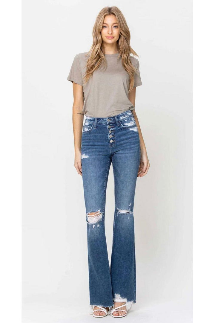 Best Part by Flying Monkey High rise raw hem flare-Bottoms-Flying Monkey-Vintage Dragonfly-Women’s Fashion Boutique Located in Sumrall, Mississippi