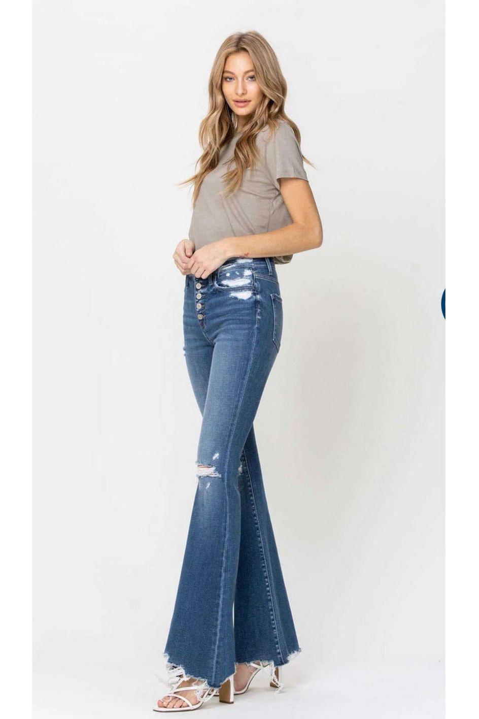 Best Part by Flying Monkey High rise raw hem flare-Bottoms-Flying Monkey-Vintage Dragonfly-Women’s Fashion Boutique Located in Sumrall, Mississippi
