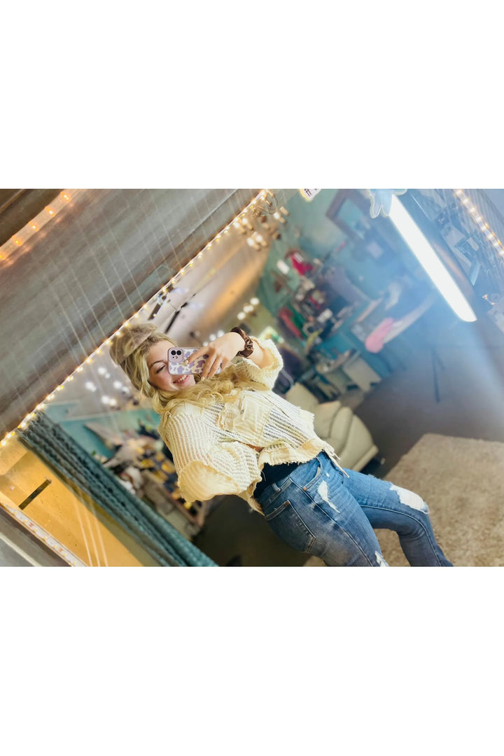 Cream Multicolor Hoodie Top/Jacket - Vintage Dragonfly