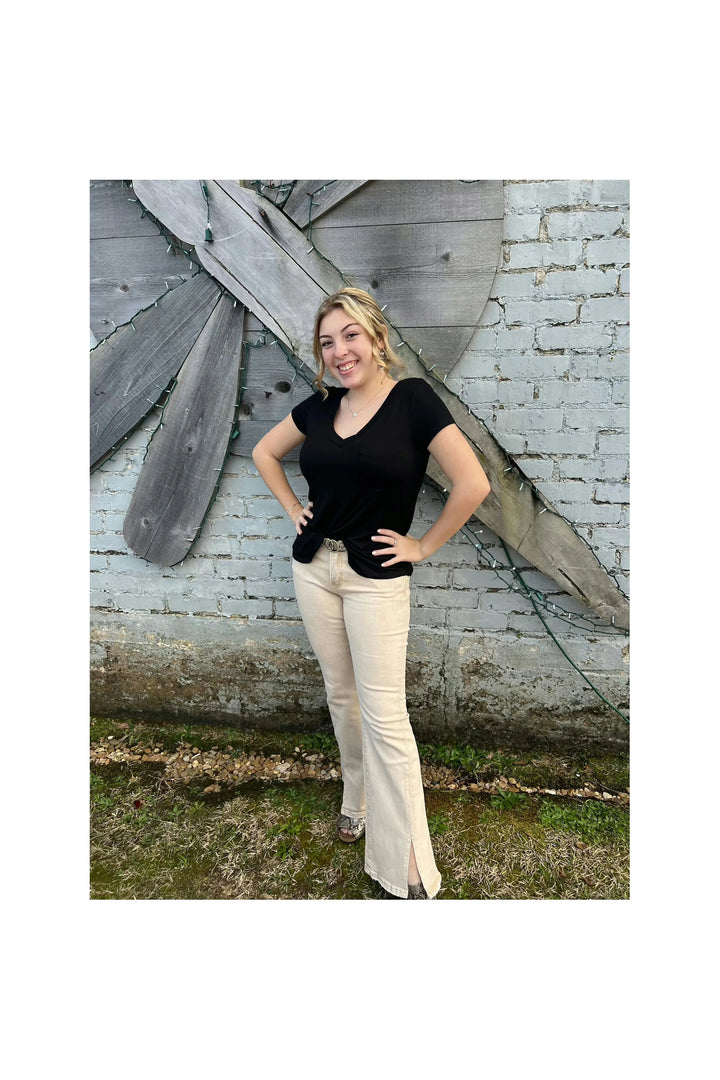 V-Neck Pocket Tee-Tops-Mono B-Vintage Dragonfly-Women’s Fashion Boutique Located in Sumrall, Mississippi
