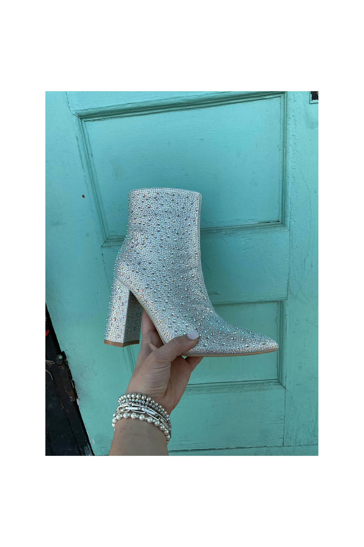 Downtown Lights Rhinestone Booties - Vintage Dragonfly Boutique