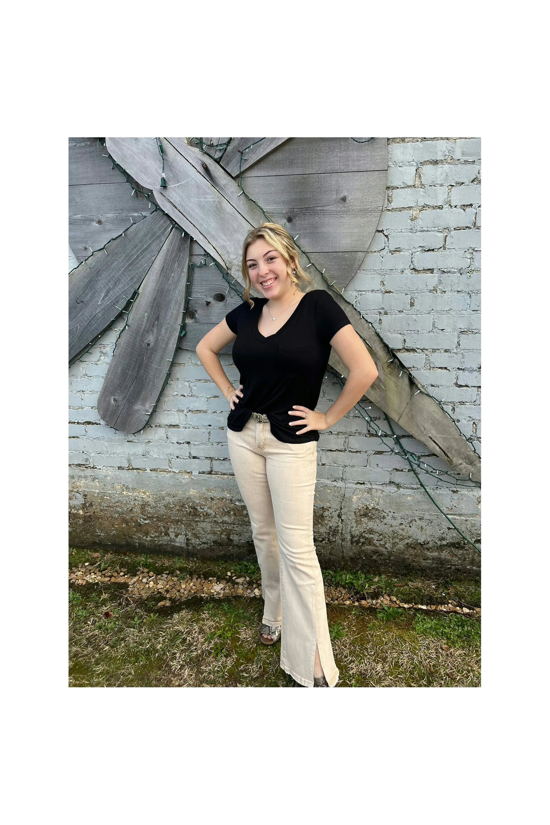 Cream Mid rise Flare by Vervet-Bottoms-Vervet by Flying Monkey-Vintage Dragonfly-Women’s Fashion Boutique Located in Sumrall, Mississippi