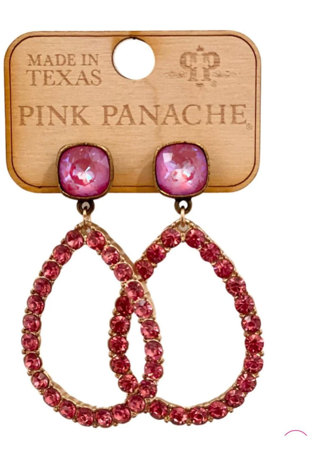 Pink Rhinestone Teardrop Earrings - Vintage Dragonfly