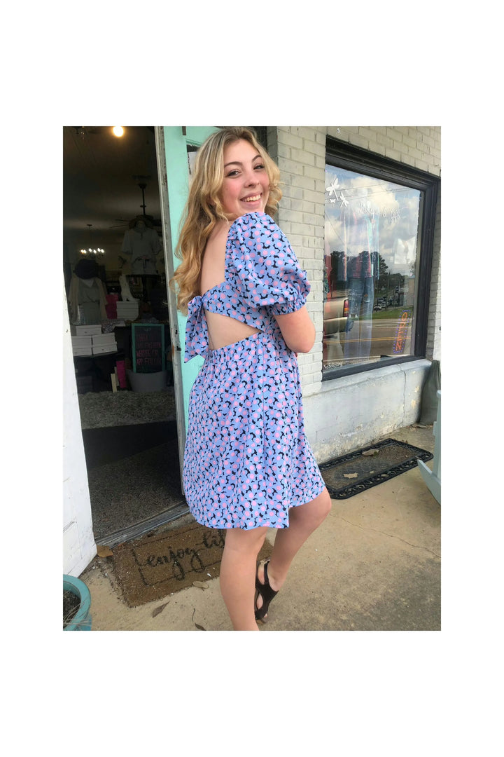 Blue Mix Daisy Pattern Babydoll Dress-Dresses-Kori America-Vintage Dragonfly-Women’s Fashion Boutique Located in Sumrall, Mississippi