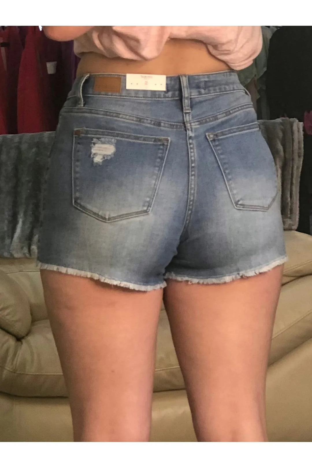 Perfect High Waisted Embroidered Pocket Cutoff Shorts - Vintage Dragonfly