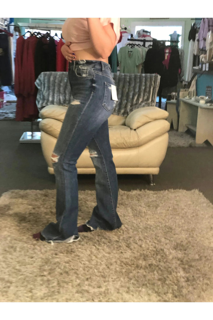 Best Part by Flying Monkey High rise raw hem flare - Vintage Dragonfly