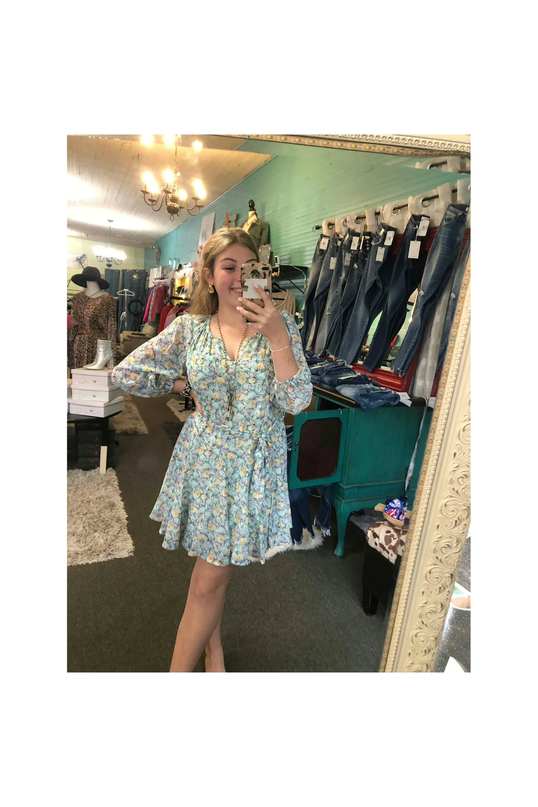 Molly Mint Green soft pattern dress-Kori America-Vintage Dragonfly-Women’s Fashion Boutique Located in Sumrall, Mississippi
