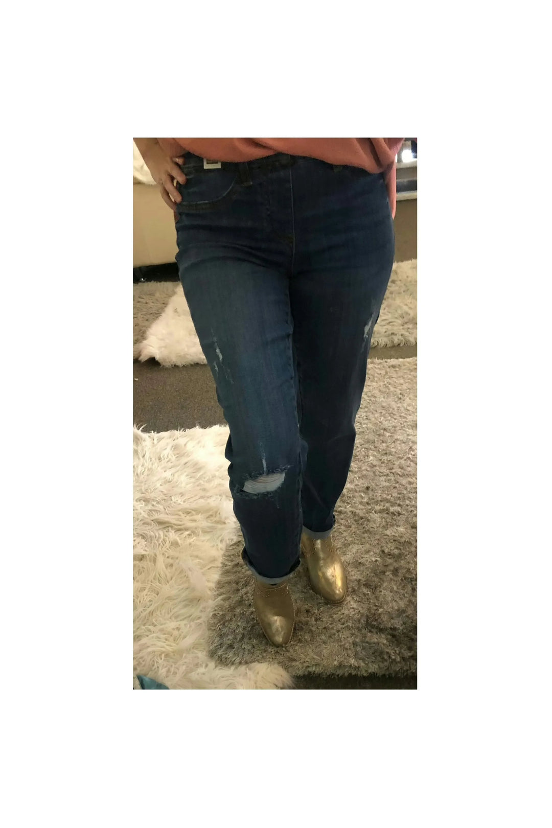 Judy Blue Midrise Destroyed Boyfriend Jeggings-Bottoms-Judy Blue-Vintage Dragonfly-Women’s Fashion Boutique Located in Sumrall, Mississippi