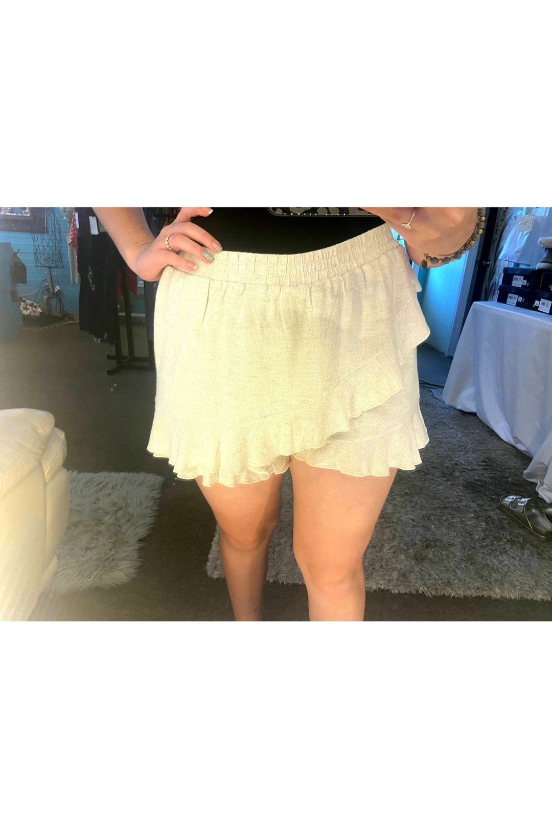 Soft Linen Ruffled Layered Shorts - Vintage Dragonfly Boutique