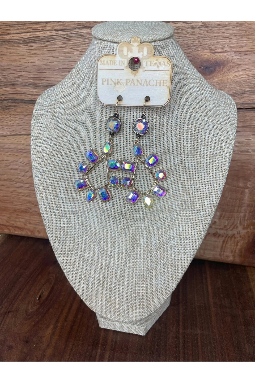 Pink Panache - AB Crystal Dangle Earrings by Pink Panache - Vintage Dragonfly