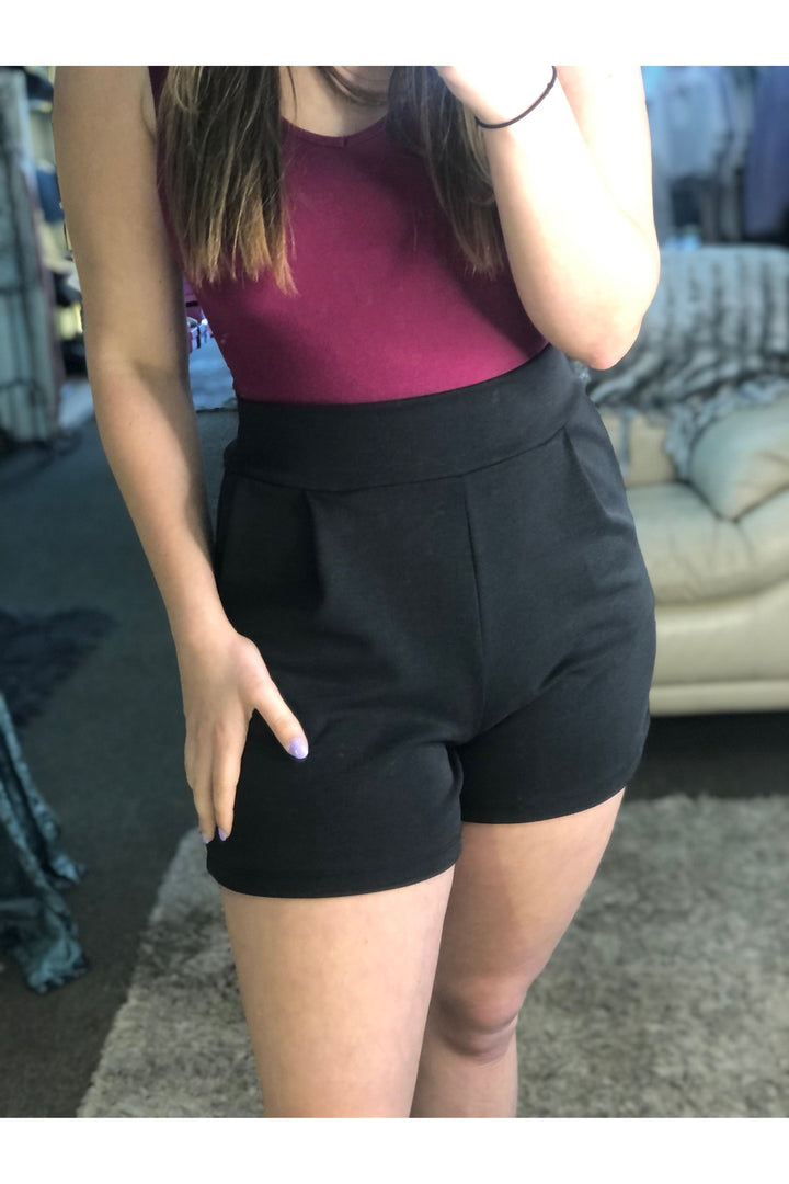 Dusty Black Pleated Flare Shorts - Vintage Dragonfly