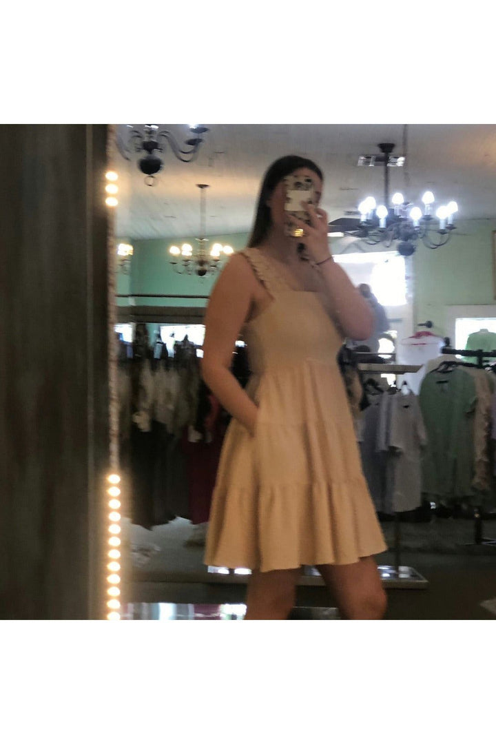 Taupe Three layer Ruffle sleeve Dress - Vintage Dragonfly