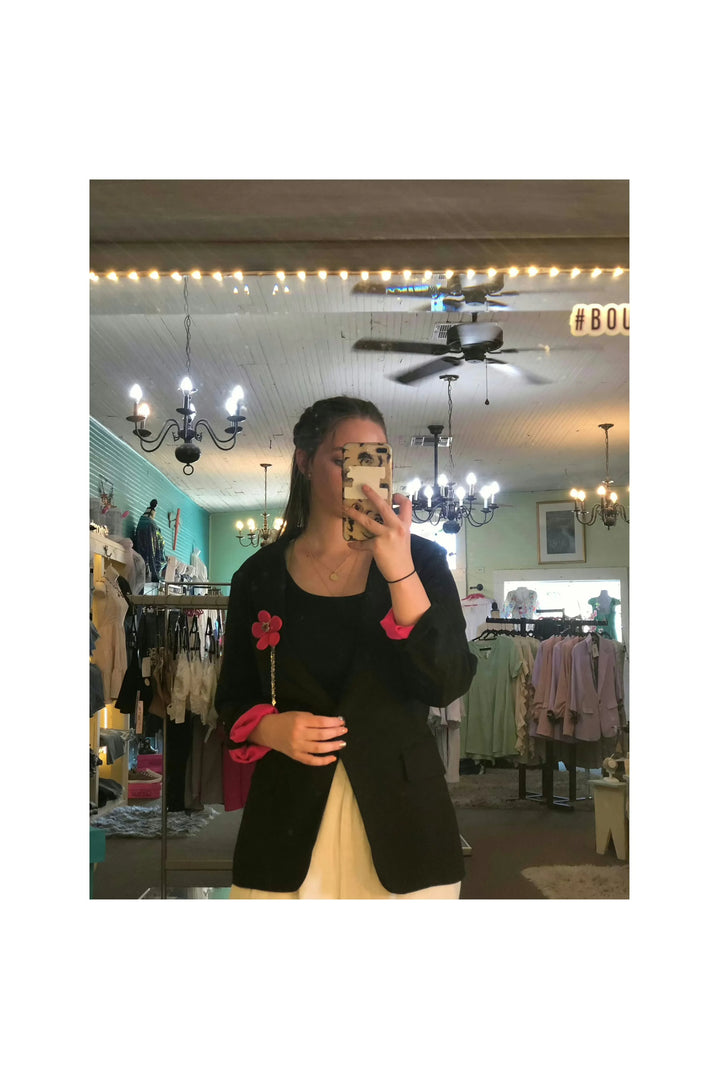 Black Blazer 3/4 Length Sleeve - Vintage Dragonfly
