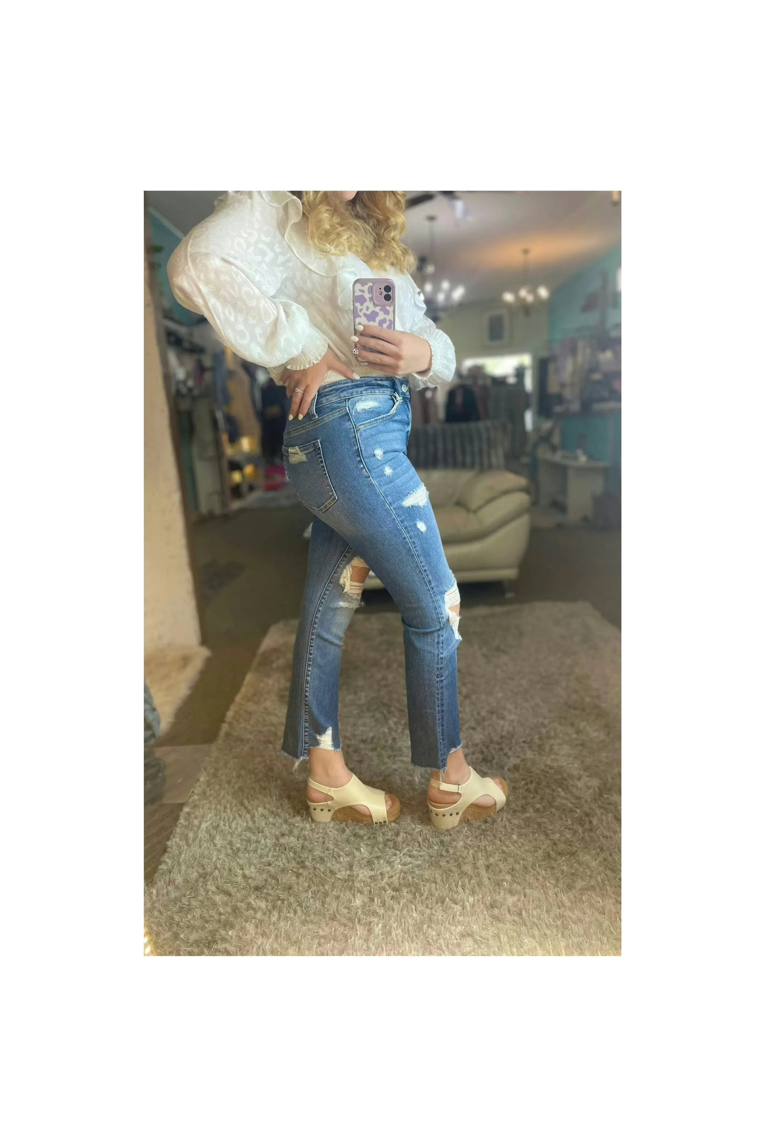 Sleep and Beauty Midrise Straight Cut Jeans - Vintage Dragonfly