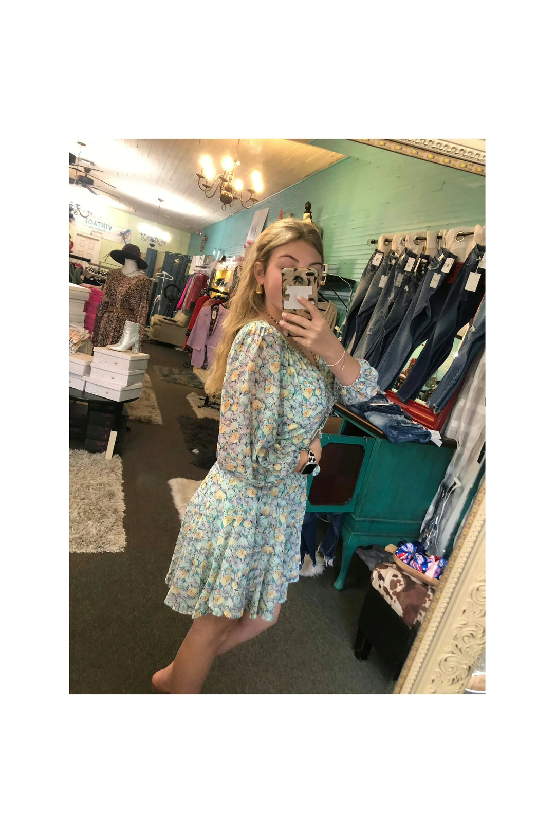 Molly Mint Green soft pattern dress-Kori America-Vintage Dragonfly-Women’s Fashion Boutique Located in Sumrall, Mississippi