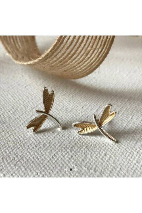 Dragonfly Gold and Silver-tone Earring-Jewelry-Carol Young-Vintage Dragonfly-Women’s Fashion Boutique Located in Sumrall, Mississippi