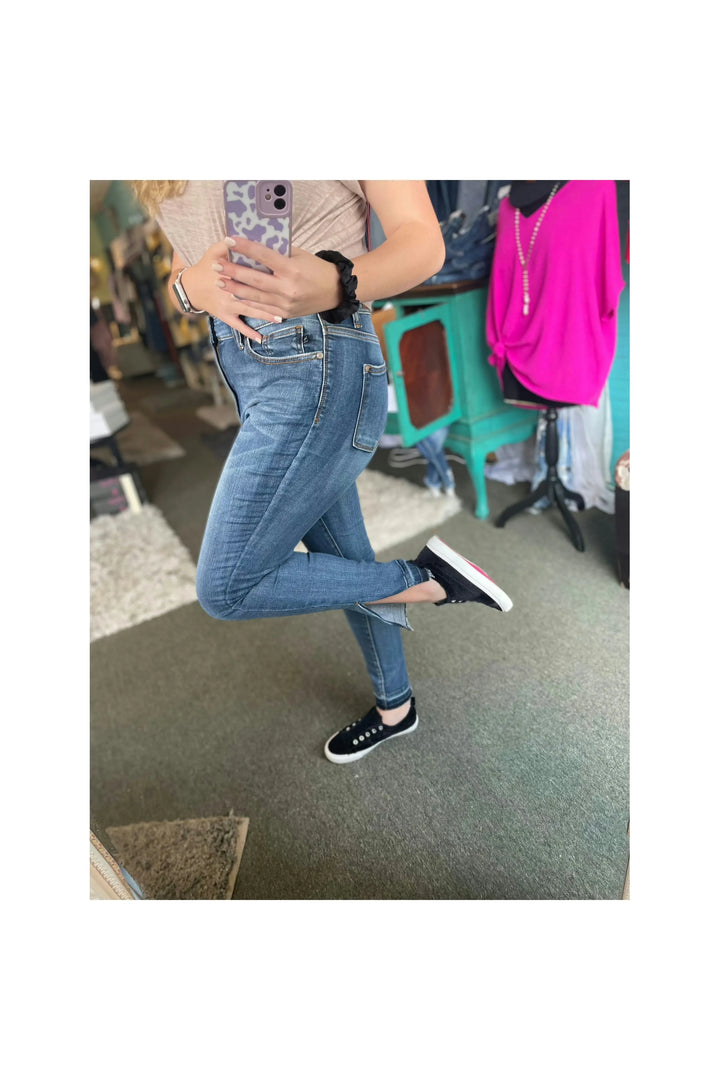 Judy Blue High-rise released hem Skinny Jeans-Bottoms-Judy Blue-Vintage Dragonfly-Women’s Fashion Boutique Located in Sumrall, Mississippi