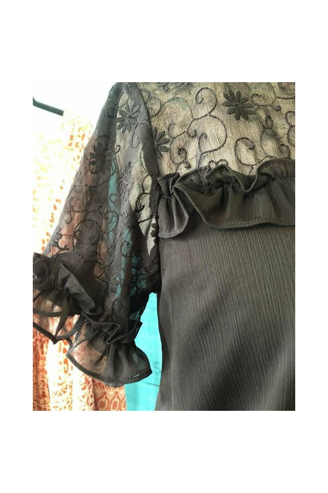Black Crinkle Chiffon Shift Top-Tops-Kori America-Vintage Dragonfly-Women’s Fashion Boutique Located in Sumrall, Mississippi