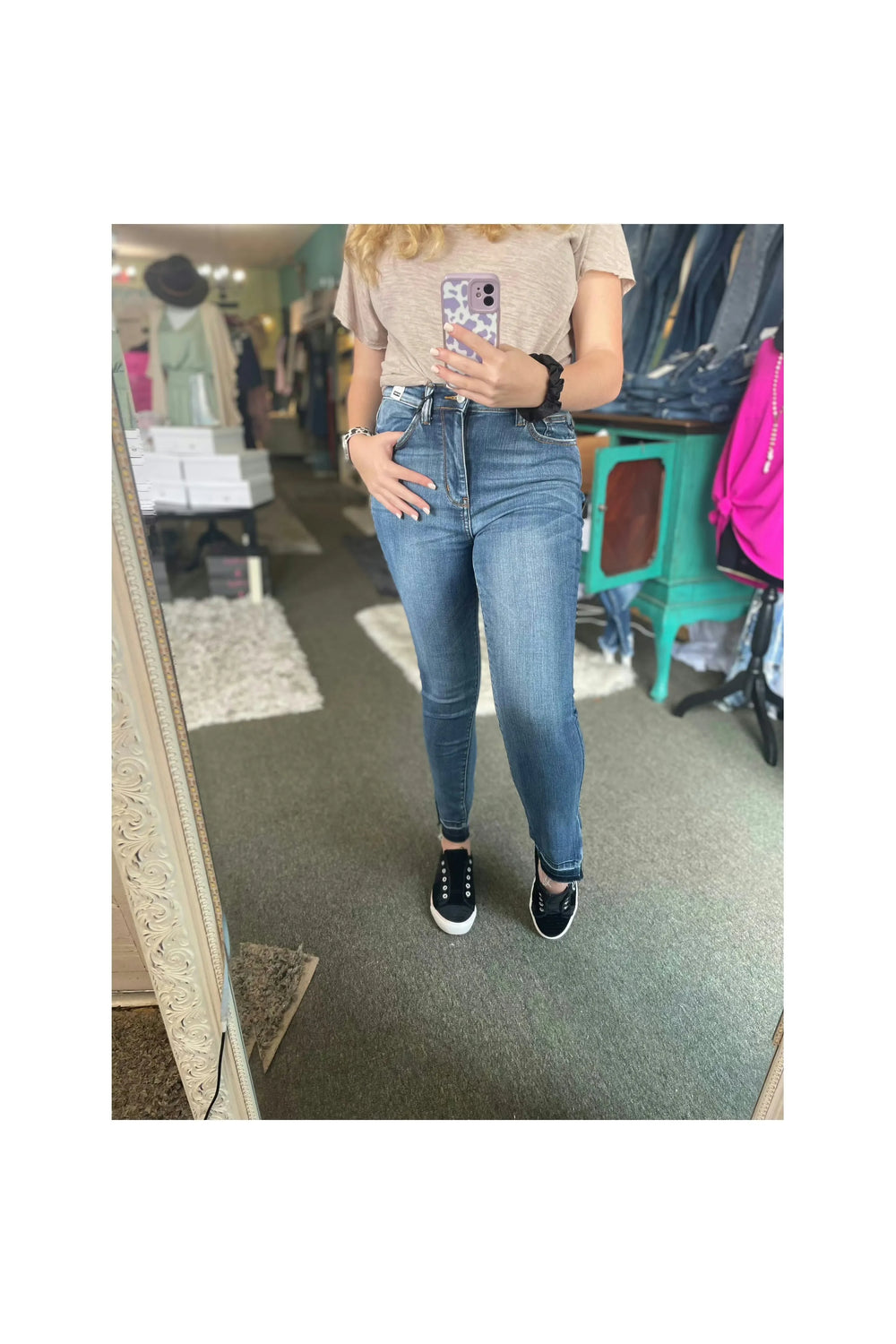 Judy Blue High-rise released hem Skinny Jeans-Bottoms-Judy Blue-Vintage Dragonfly-Women’s Fashion Boutique Located in Sumrall, Mississippi