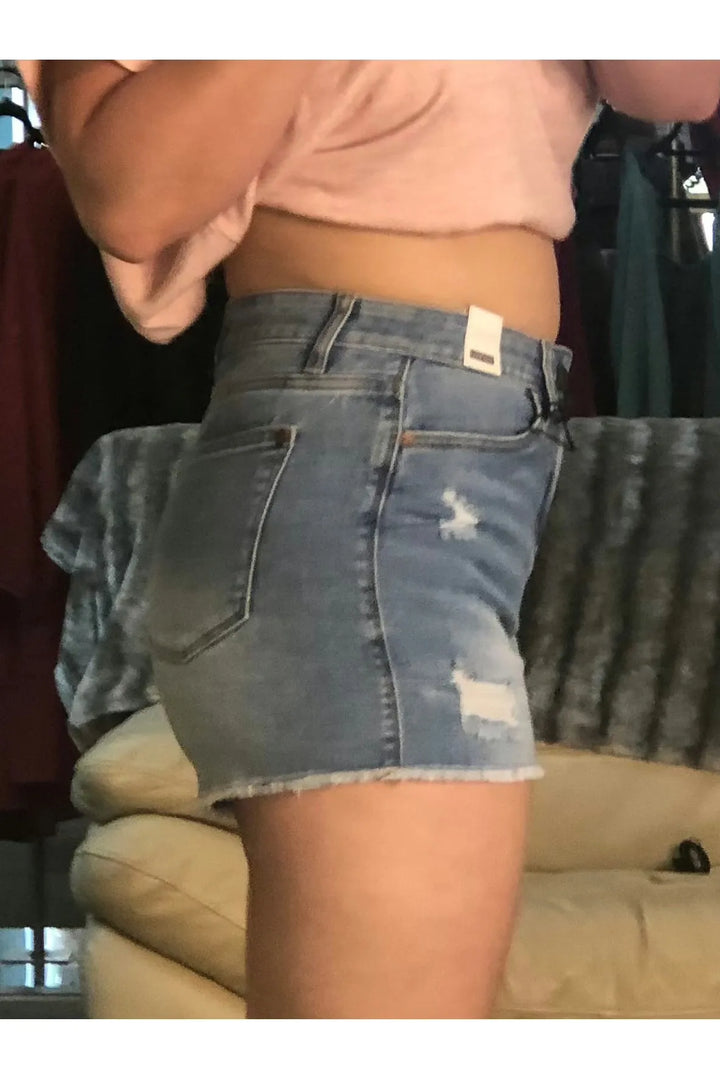 Perfect High Waisted Embroidered Pocket Cutoff Shorts - Vintage Dragonfly