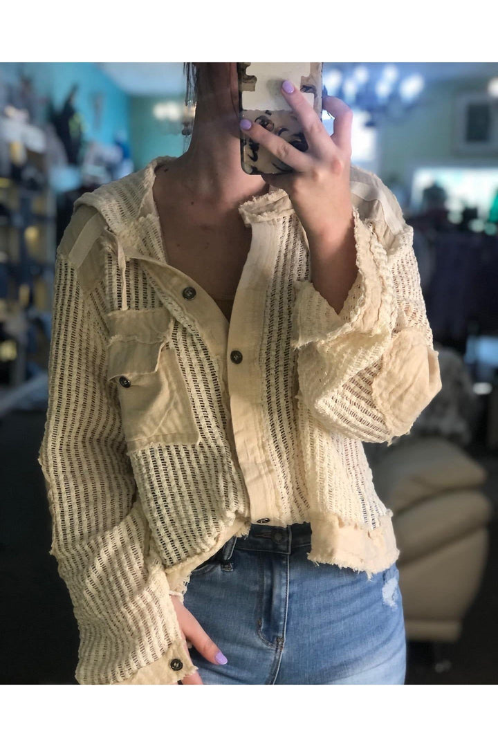 Cream Multicolor Hoodie Top/Jacket - Vintage Dragonfly