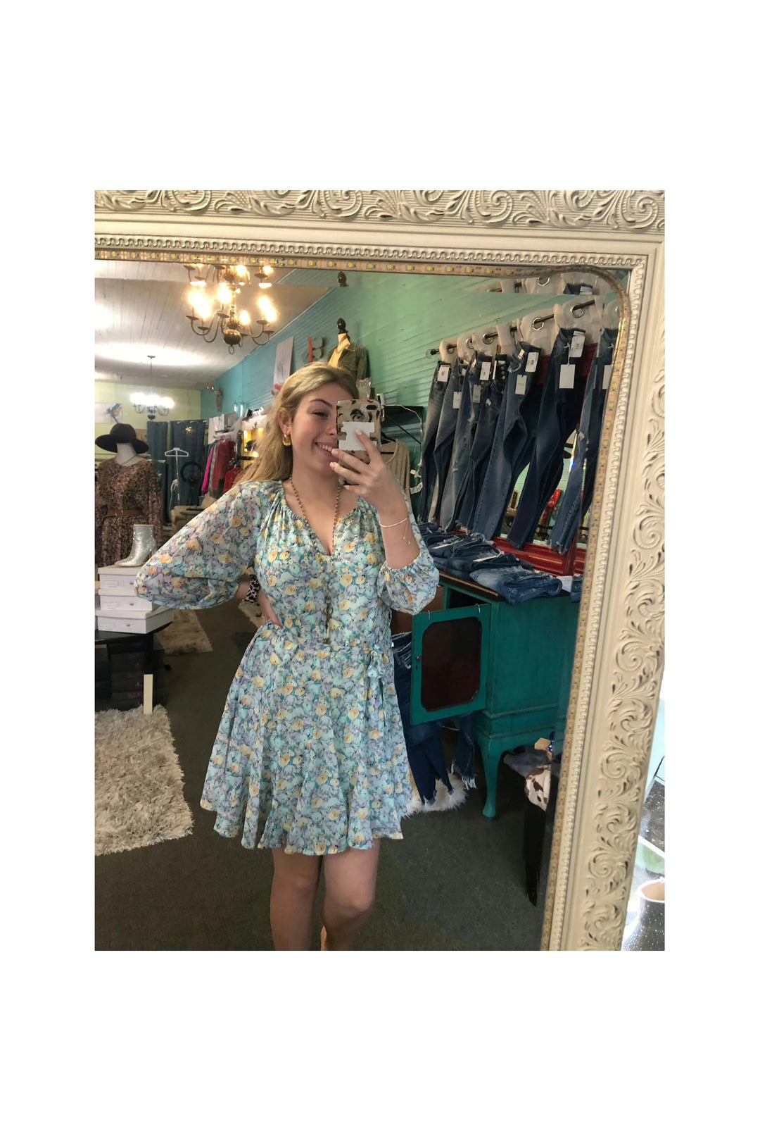 Molly Mint Green soft pattern dress-Kori America-Vintage Dragonfly-Women’s Fashion Boutique Located in Sumrall, Mississippi