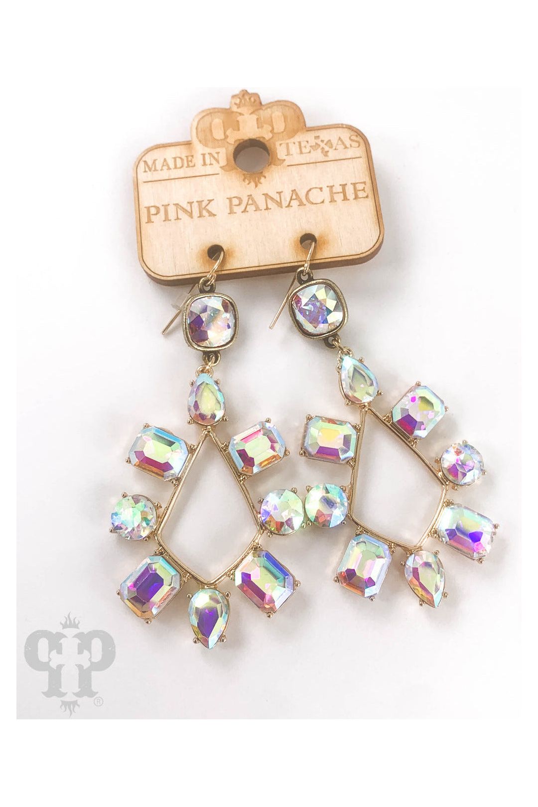 Pink Panache - AB Crystal Dangle Earrings by Pink Panache - Vintage Dragonfly