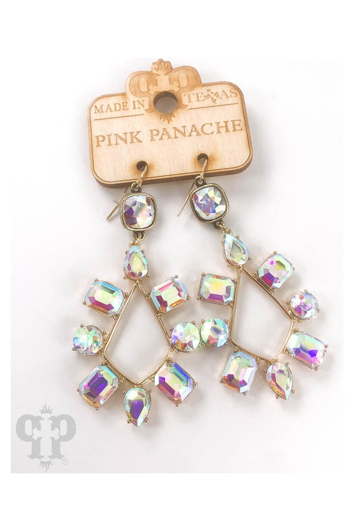 Pink Panache - AB Crystal Dangle Earrings by Pink Panache - Vintage Dragonfly