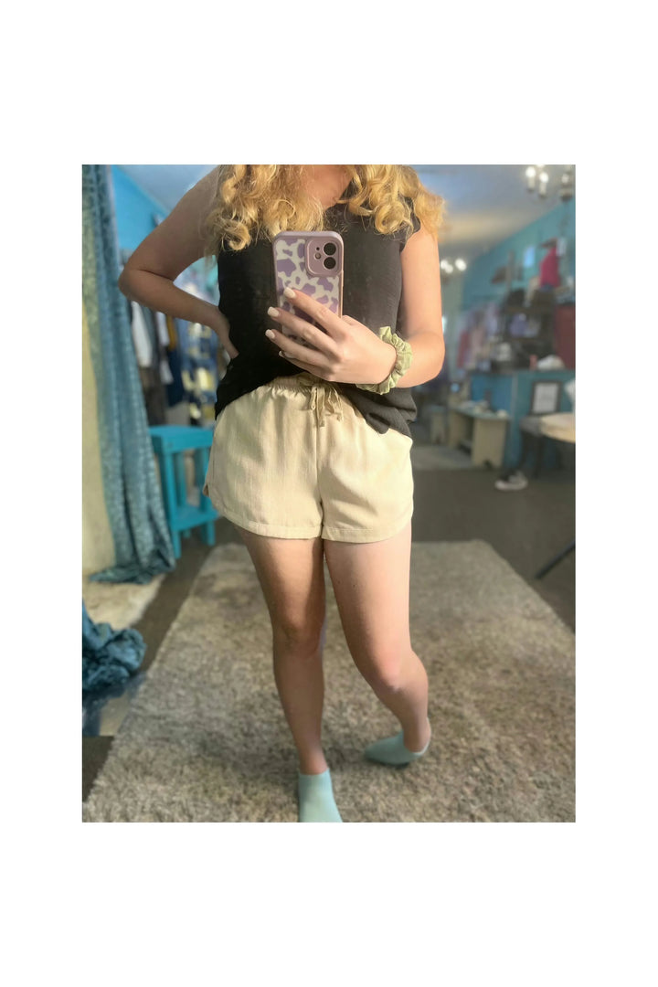 Taupe shorts with side pockets-Bottoms-Kori America-Vintage Dragonfly-Women’s Fashion Boutique Located in Sumrall, Mississippi