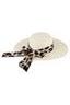 Straw wide Brim Hat with Animal Print Ribbon - Vintage Dragonfly Boutique